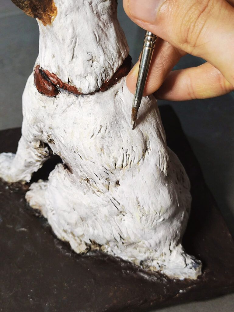 escultura-personalizada Mascota en cerámica fría